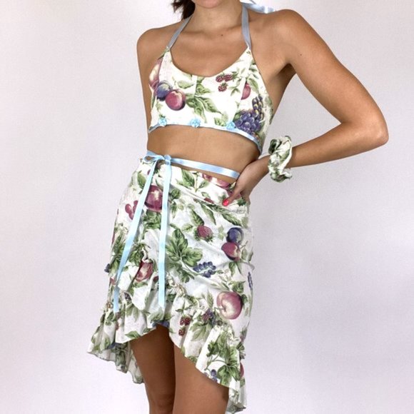 Vintage Boho Floral Skirt Scrunchie Summer Set - Picture 8 of 13